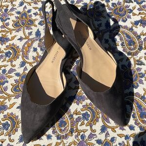 Paul Andrew Black Suede Rhea 55 Slingback Size 36